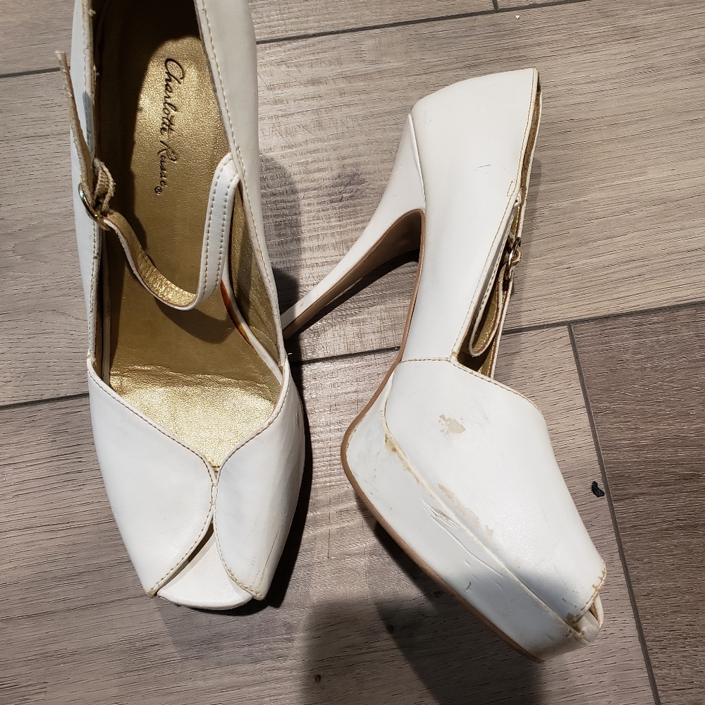 Size 9 white platform peep toe Charlotte Russe 5inch heel